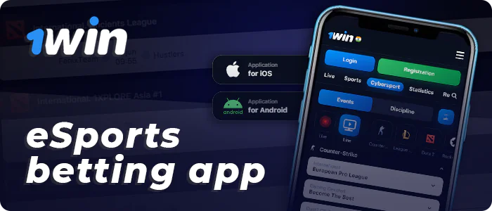 Download mobile app on Android or iOS for 1win eSports betting