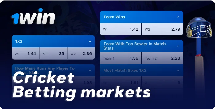 Cricket betting options at 1Win