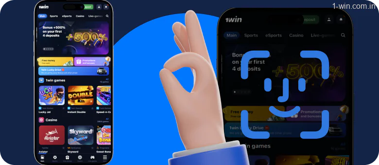 Confirm the setup 1win via Face ID