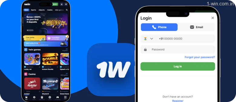 Launch the 1win app and log in