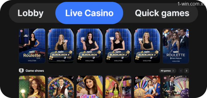 1win live casino games comprise a professional dealer who is streamed in real-time