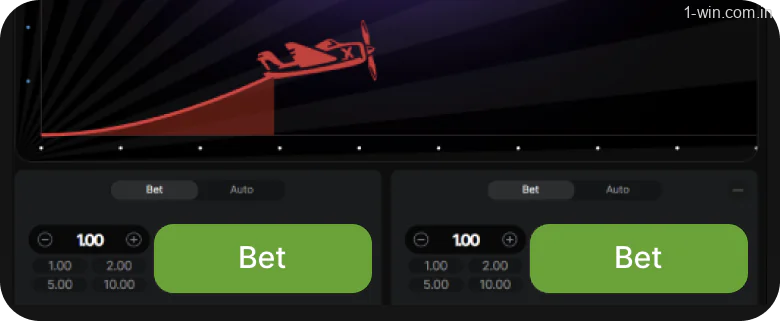 Set the stake and place your first 1win Aviator real-money bet