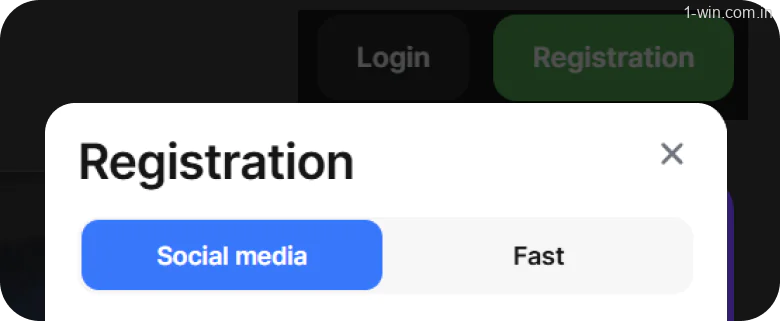 Select the 1win option “Via a social network”