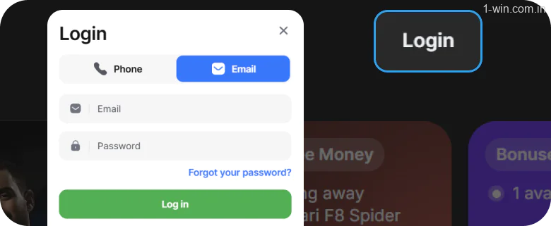 Log in to your 1win account
